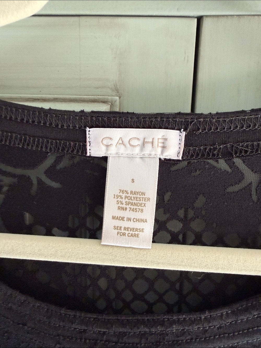 Cache Black Long-Sleeve Lace-Pattern Top - Picture 3 of 5
